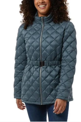 32 Grados Heat Chumpa T/XL para mujer, acolchada, con cincho a la cintura, verde azulado, talla XL