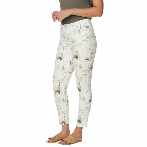 BUFFALO Pantalón de lona de dama White floreado talla 8