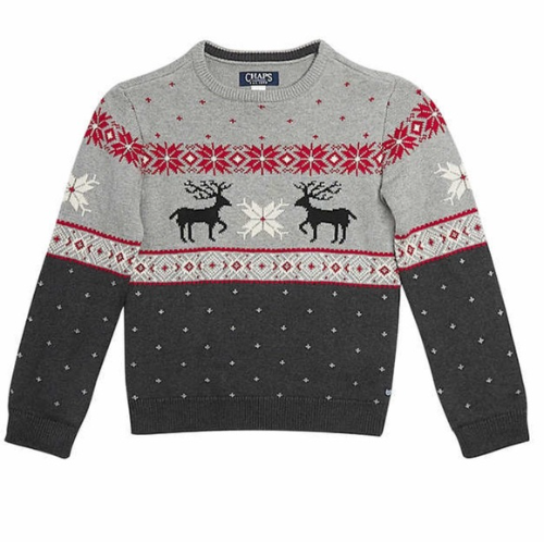 CHAPS THE FAMILY HOLIDAY SUETER T/M NAVIDEÑO PARA HOMBRE COLOR GRIS RENOS TALLA M