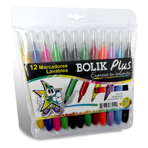 MARCADOR EN ESTUCHE BOLIK 12 COLORES CAJA PLASTICA