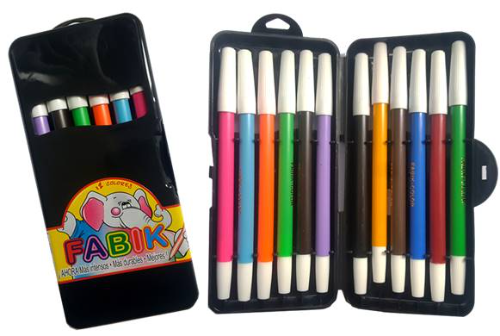 MARCADOR EN ESTUCHE FABIK DELGADO 12 COLORES