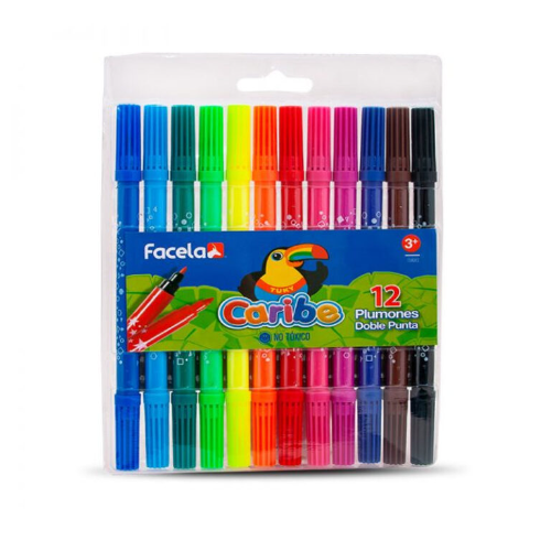 MARCADOR EN ESTUCHE FACELA DELGADO 12 COLORES
