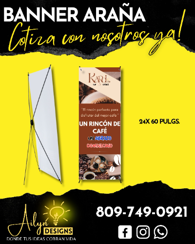 LETRERO EN BANNER CON BASE DE ARAÑA 31X70