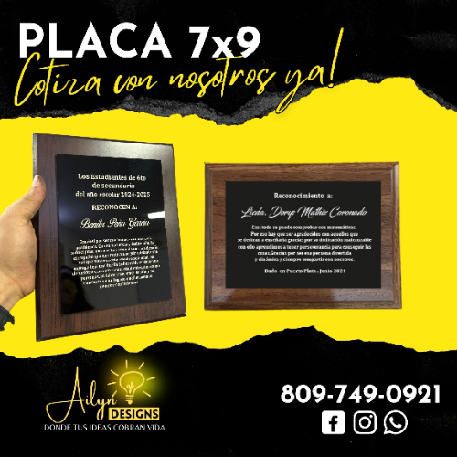 PLACA DE PARED 7X9