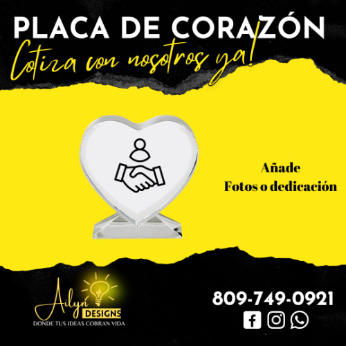 PLACA DE CORAZON CRISTAL