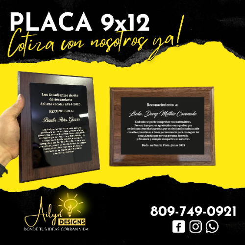 PLACA DE PARED 9X12
