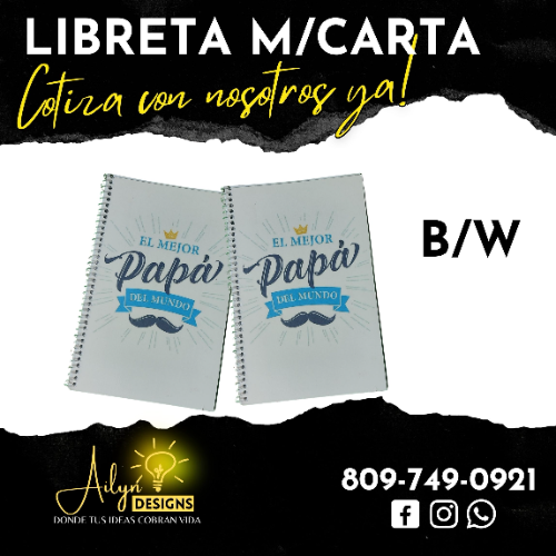 LIBRETA MEDIA CARTA B/W