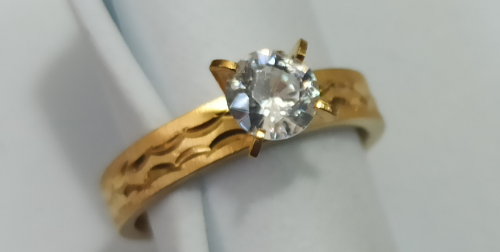ANILLO EN ACERO SOLITARIOS LABRADO CON ONDAS  ANA000536
