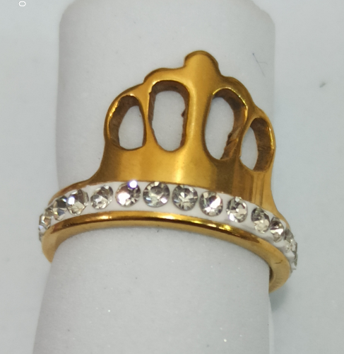 ANILLO EN ACERO DE CORONA CON CIRCONES  ANA00091