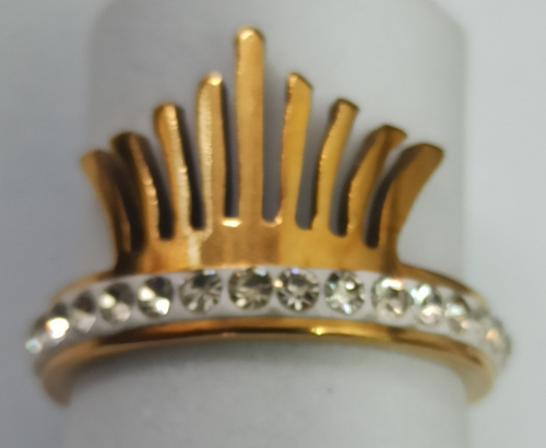 ANILLO EN ACERO  CORONA 9 PUNTAS Y CIRCONES ANA00092