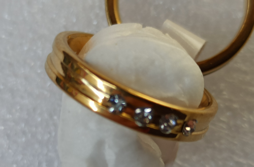 ANILLO DE ACERO AROS DE MATRIMONIO 4 CIRCONES 2 LÍNEAS 4X1,5MM ANA000153