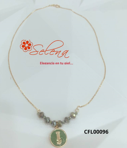 CADENA FABRICADA EN LAMINADO MINI/CRISTAL CHECO/COLORES/MEDALLAS ESMALTADAS DE COLORES CFL00096