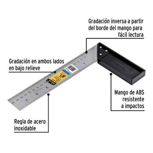 Escuadra 8" Carpintero Pretul