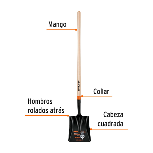 PALA CUADRADA T200 MANGO LARGO 45" TRUPER
