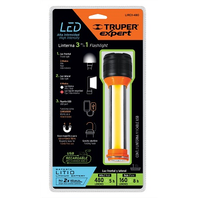 Linterna Recargable 480 lumenes truper