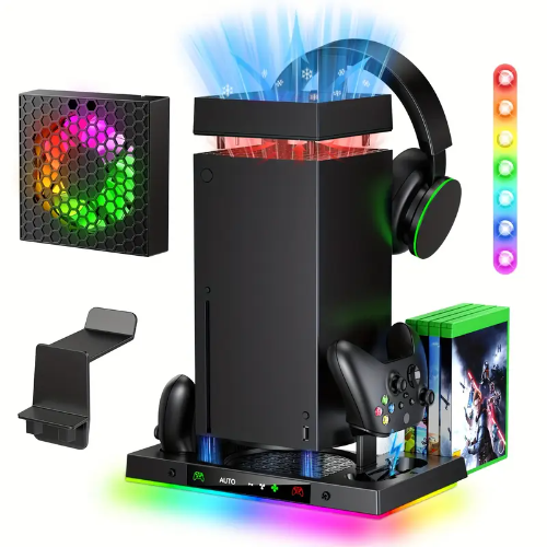 Ventilador de refrigeración automático con soporte de carga Accesorios para Xbox Series X con alta potencia,