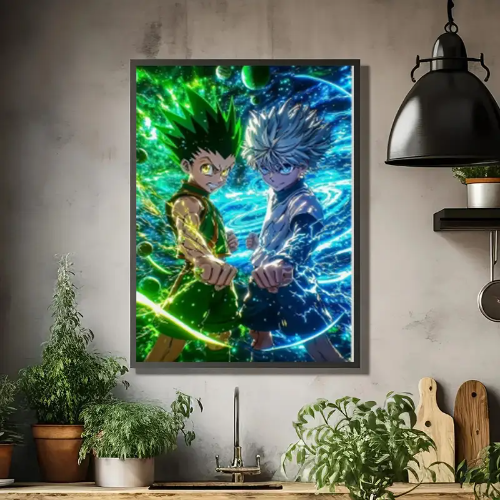 arte de pared de lienzo de anime Hunter x Kaguya, sin marco, con diseño de colores vivos