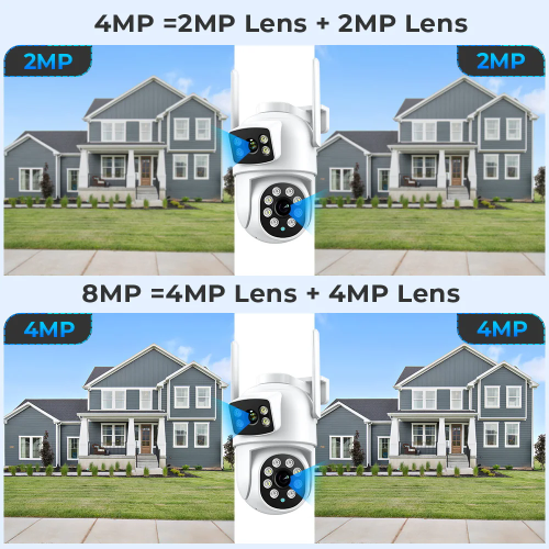 Cámara Wifi 4K de 8MP Pantallas duales Cámara de vigilancia de visión amplia Visión nocturna al aire libre