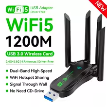 Adaptador USB WiFi de doble banda de 1200Mbps 2,4G/5,8 Ghz, 4 antenas, receptor inalámbrico USB 3,0 para PC/portátil