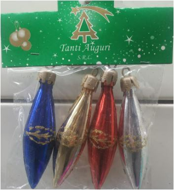 Adorno Lagrima Navidad mini decorada x4 74410