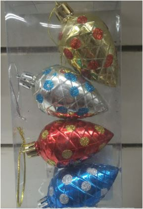 Adorno Piñas Navidad caja x4 XM268 6cm