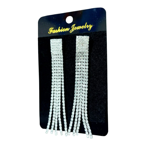 Aros con strass flecos largos