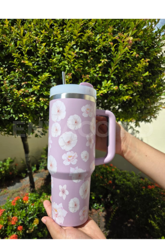 VASO TERMICO 4O OZ FLOREAL ROSA
