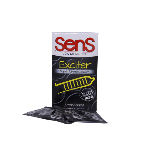 Condón Sens Exciter con Estrías x3 Und