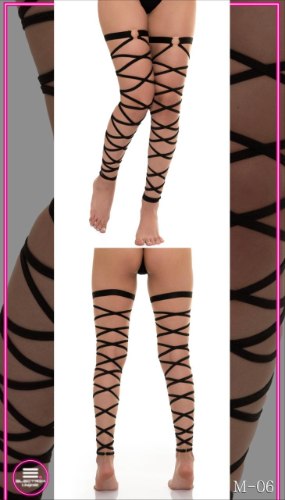 M-06 Media Liguero Tiras Negras Electrik Lingerie