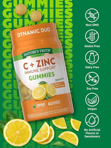 Vitamina C +  Zinc  , 60 Gomitas PipingRock