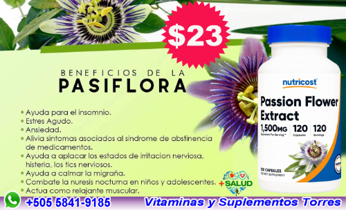 Passion Flower Pasiflora 1500mg 120 Cap Nutricost