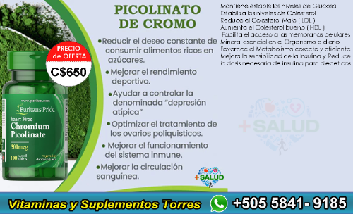 Picolinato de Cromo 500mcg 100 Tabletas