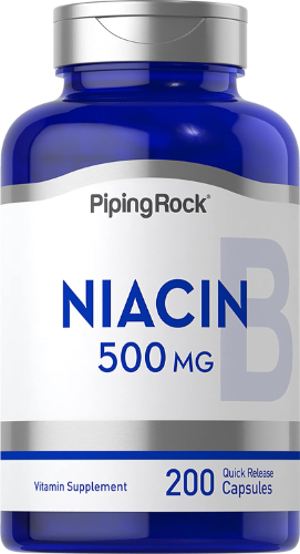 Vitamina B3 500mg Niacin Frasco de 200 Cápsulas / PipingRock