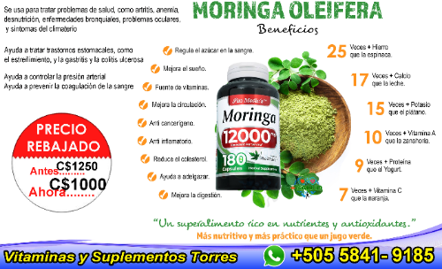 Moringa Oleifera 12,000mg 180 Cápsulas