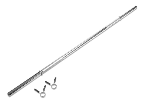 Barra maciza cromada 1.20mt con topes (30mm)