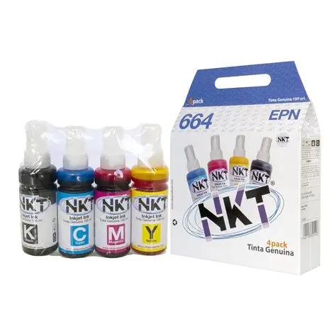 CAJA 4 COL Tinta 100 ml NKT 664 PARA EPSON