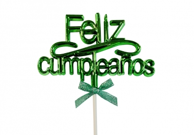 Topper para torta Feliz Cumpleaños Verde