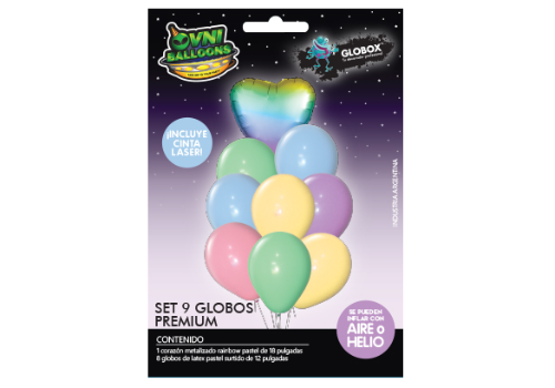 Set de 9 globos Pastel
