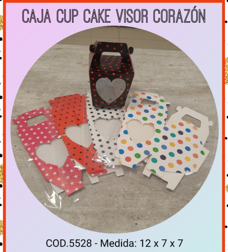 CAJA CUP CAKE VENTANA CORAZÓN