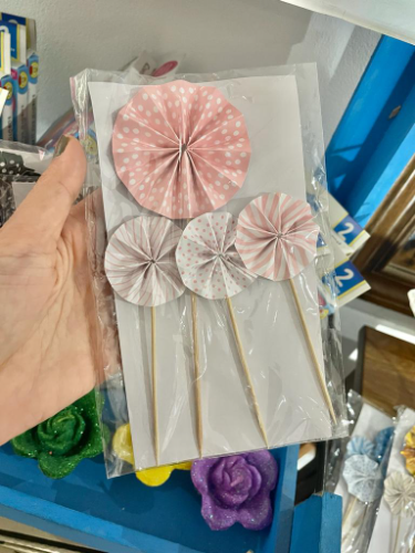 Set Mini Adorno Papel Rosa 16 cm
