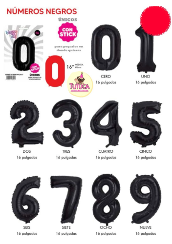 Globos de Números Negro 16"