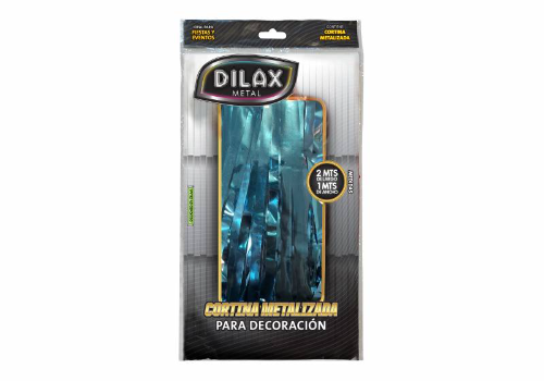 Cortina Dilax Metalizada tiras Celeste