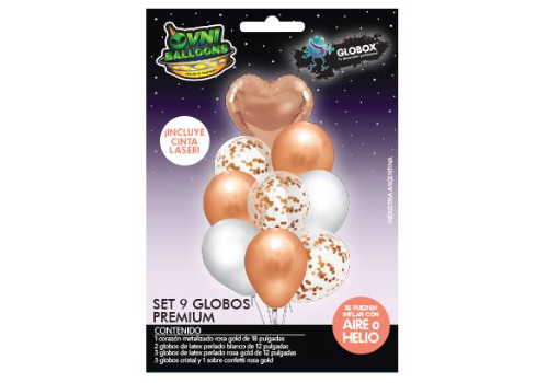 Set de 9 globos Rosa Gold