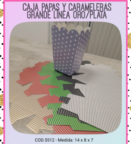 CAJAS PAPAS Y CARAMELERAS LÍNEA ORO PLATA