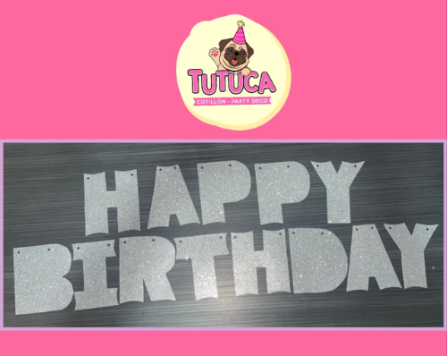 BANDERIN HAPPY BIRTHDAY PLATA