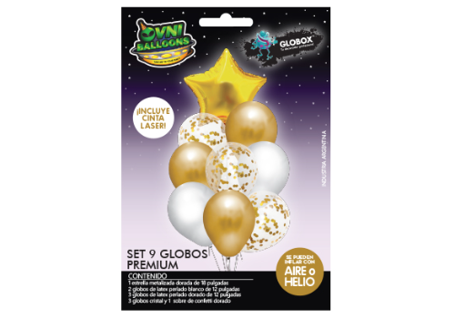 Set de 9 globos Dorado