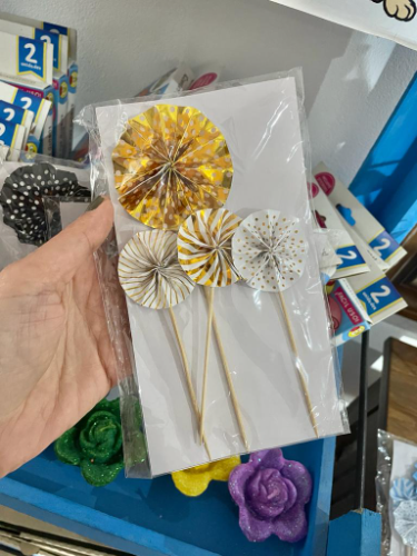Set Mini Adorno Papel  Oro 16 cm