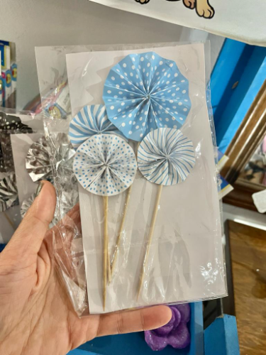 Set Mini Adorno Papel Celeste 16 cm