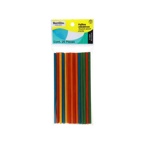 PALILLOS CILIND MAD COL 25PZ ACME CJ#16