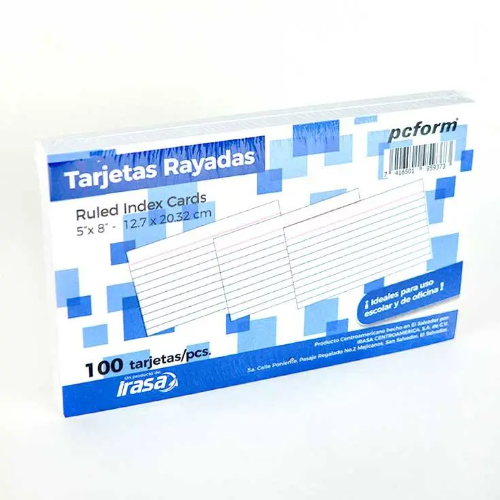 FICHAS ESCOLARES 5X8  RAYADA